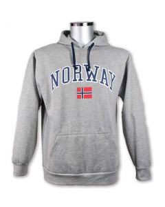 Hettegenser i høy kvalitet med motiv Norway hoodie genser i grå blå rød rosa