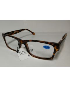 Prestige brille med styrke +3.00 brun og mønstrete - voksen modell